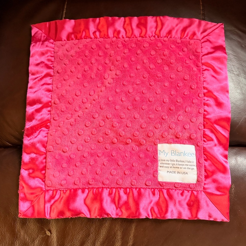 My Blankee Pink Soft Silky Edged Security Hand Mini Blanket 12x12